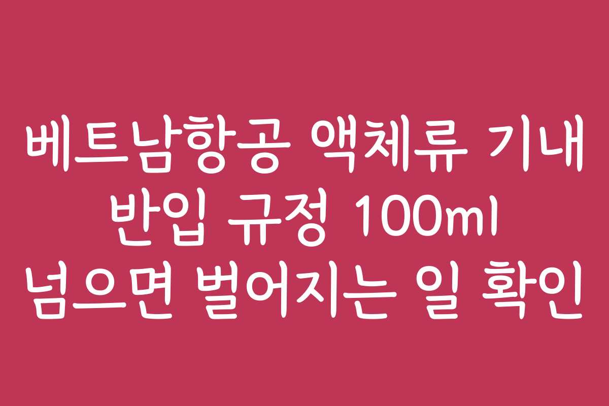 베트남항공 액체류 기내 반입 규정 100ml 넘으면 벌어지는 일 확인
