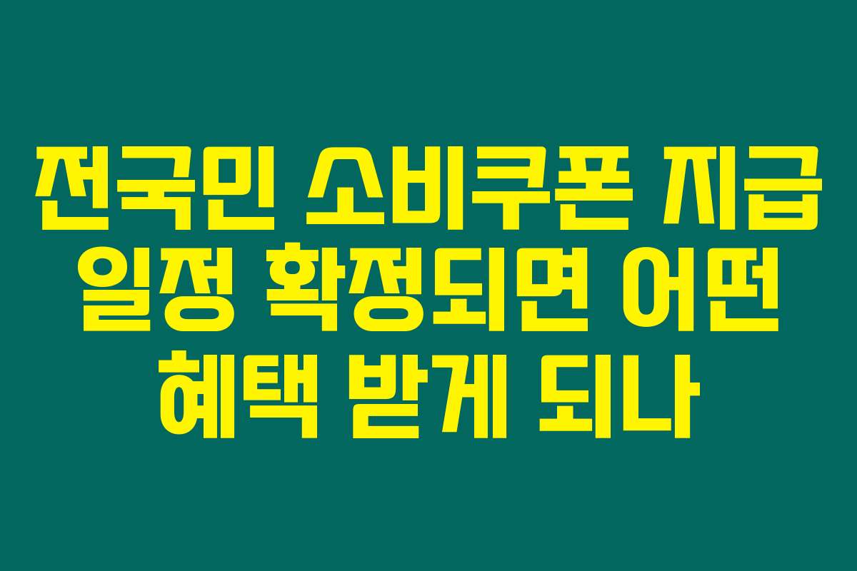전국민 소비쿠폰 지급 일정 확정되면 어떤 혜택 받게 되나