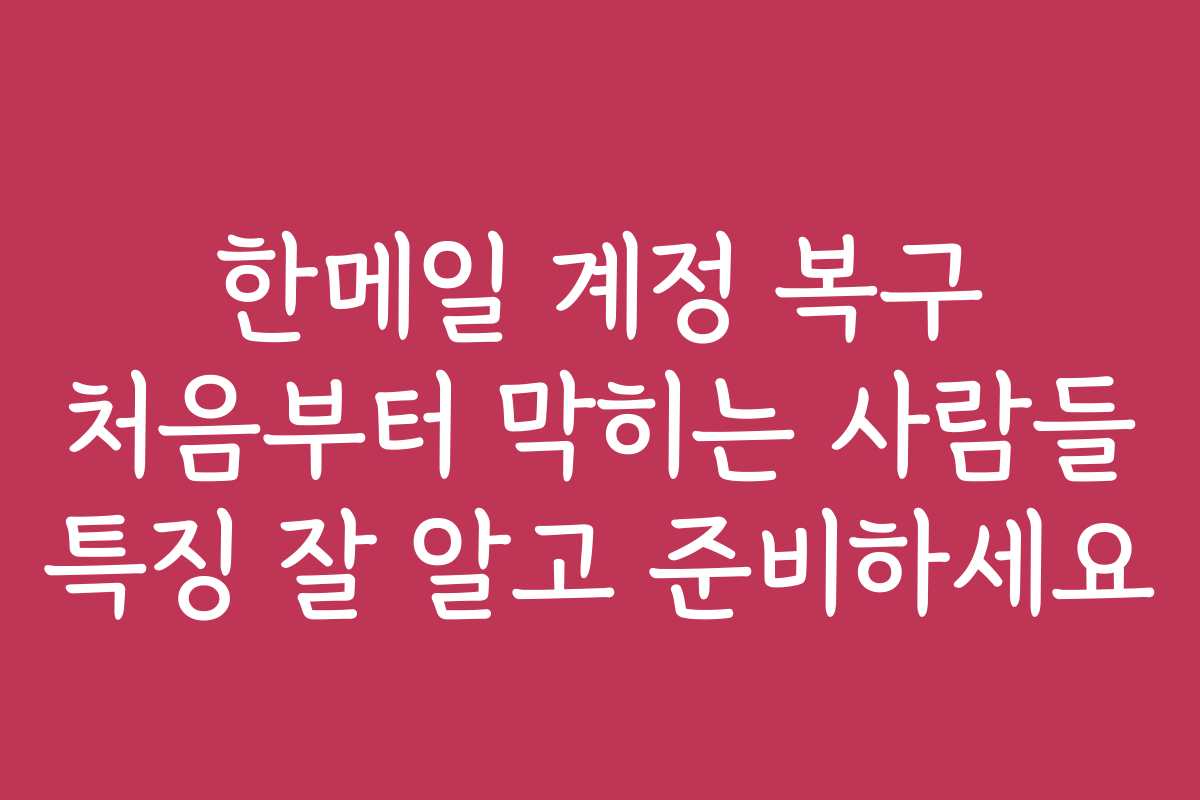 한메일 계정 복구 처음부터 막히는 사람들 특징 잘 알고 준비하세요