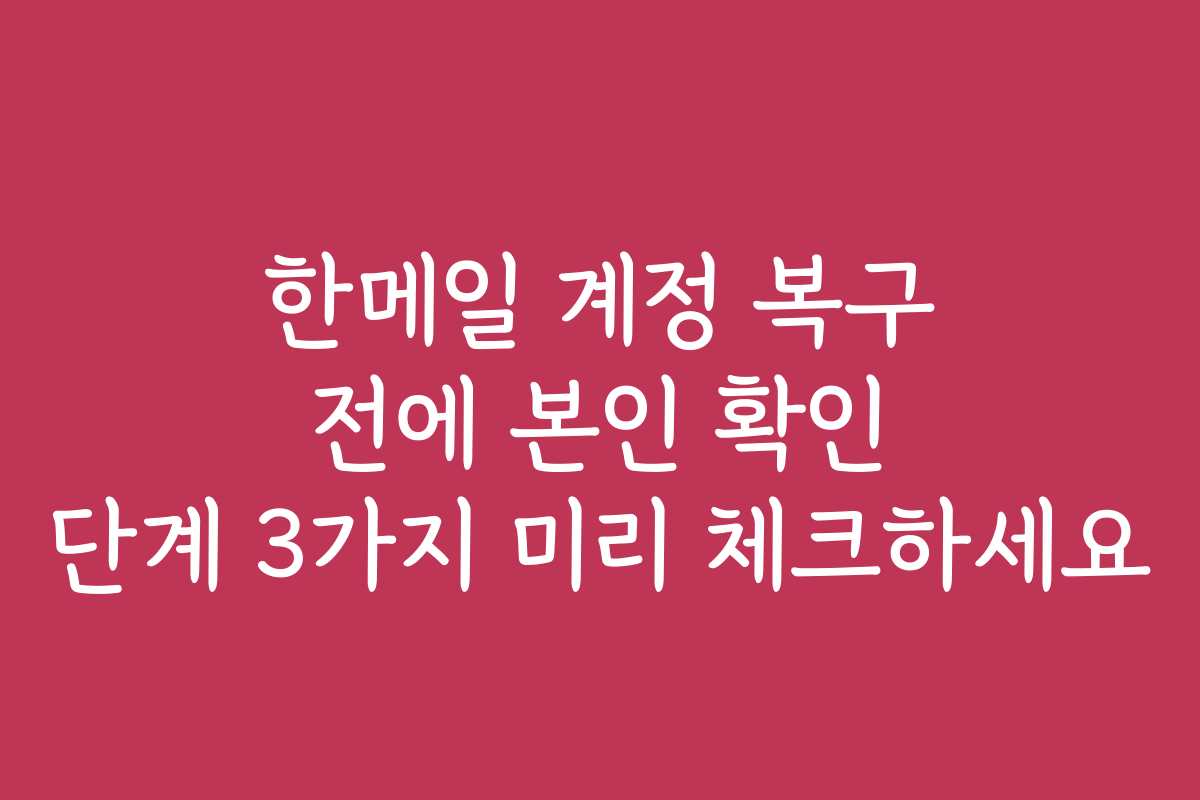 한메일 계정 복구 전에 본인 확인 단계 3가지 미리 체크하세요