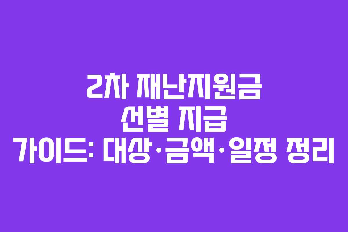 2차 재난지원금 선별 지급 가이드: 대상·금액·일정 정리