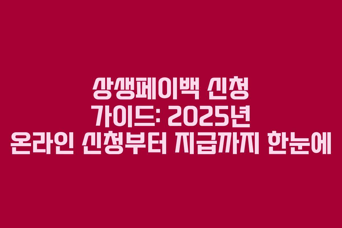 상생페이백 신청 가이드: 2025년 온라인 신청부터 지급까지 한눈에