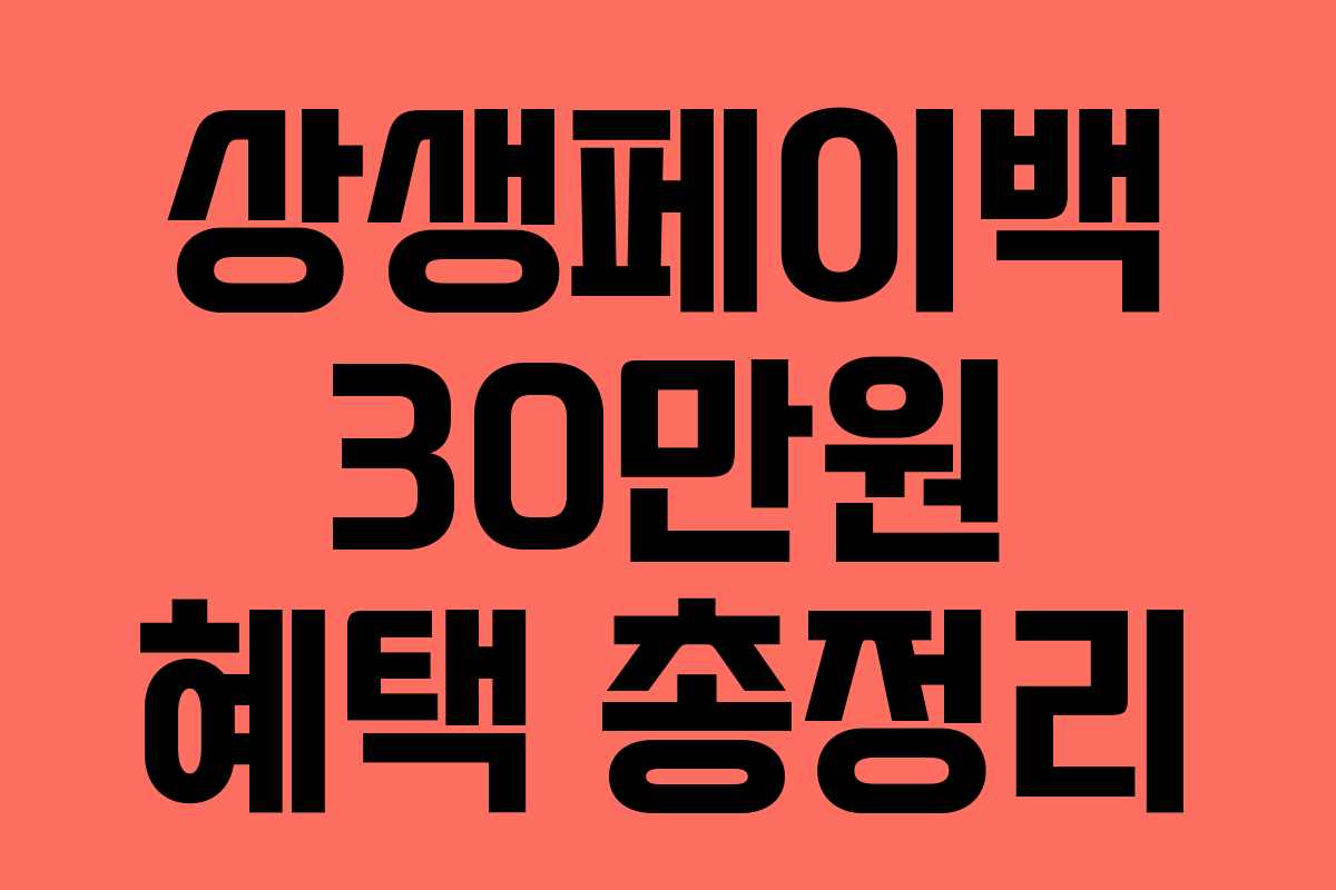 상생페이백 30만원 혜택 총정리