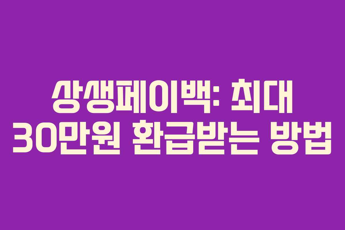 상생페이백: 최대 30만원 환급받는 방법