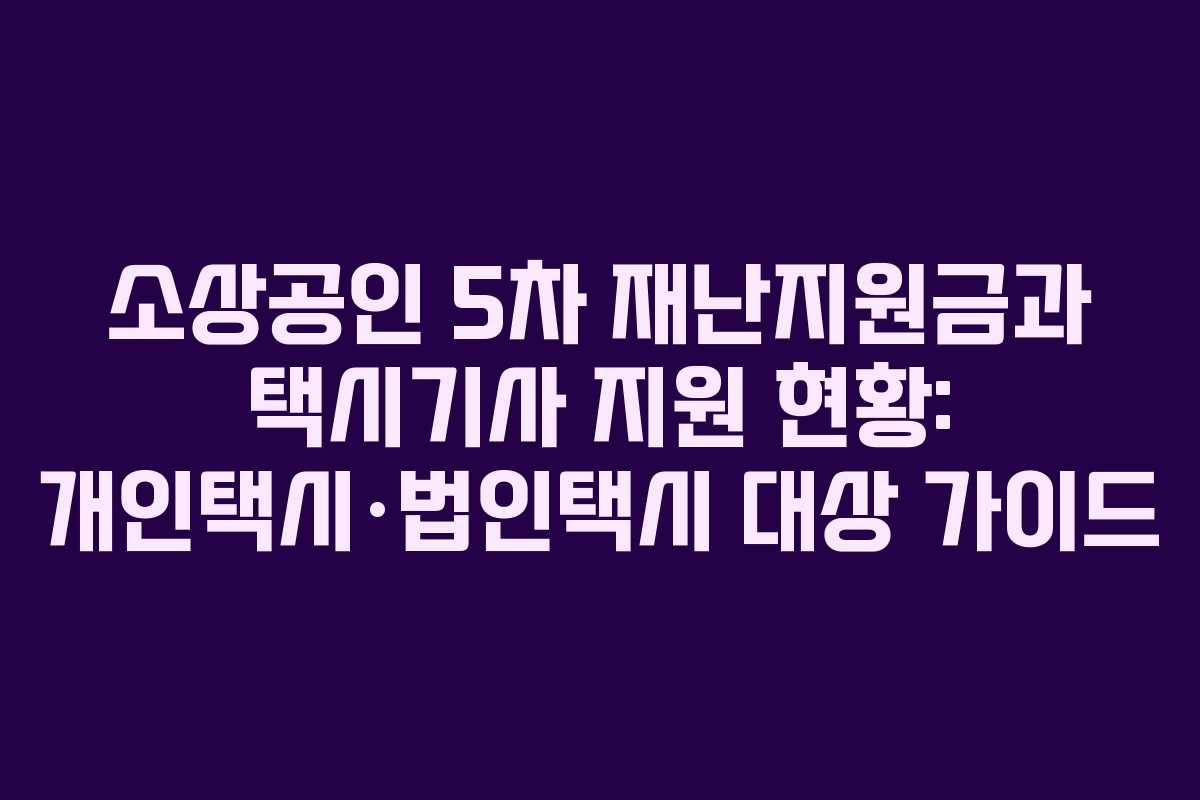 소상공인 5차 재난지원금과 택시기사 지원 현황: 개인택시·법인택시 대상 가이드