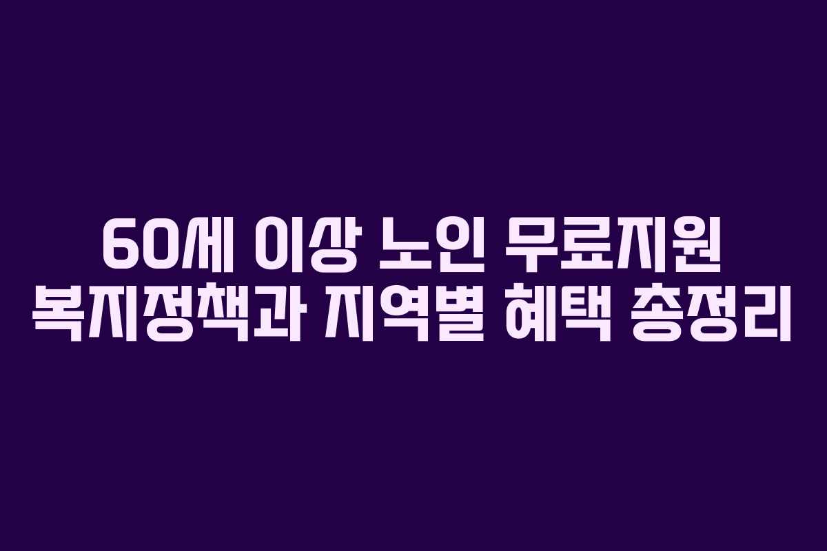 60세 이상 노인 무료지원 복지정책과 지역별 혜택 총정리