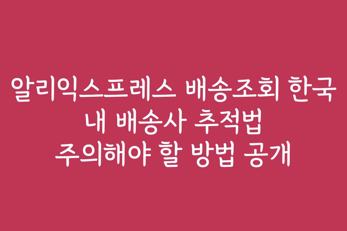 알리익스프레스 배송조회 한국 내 배송사 추적법 주의해야 할 방법 공개