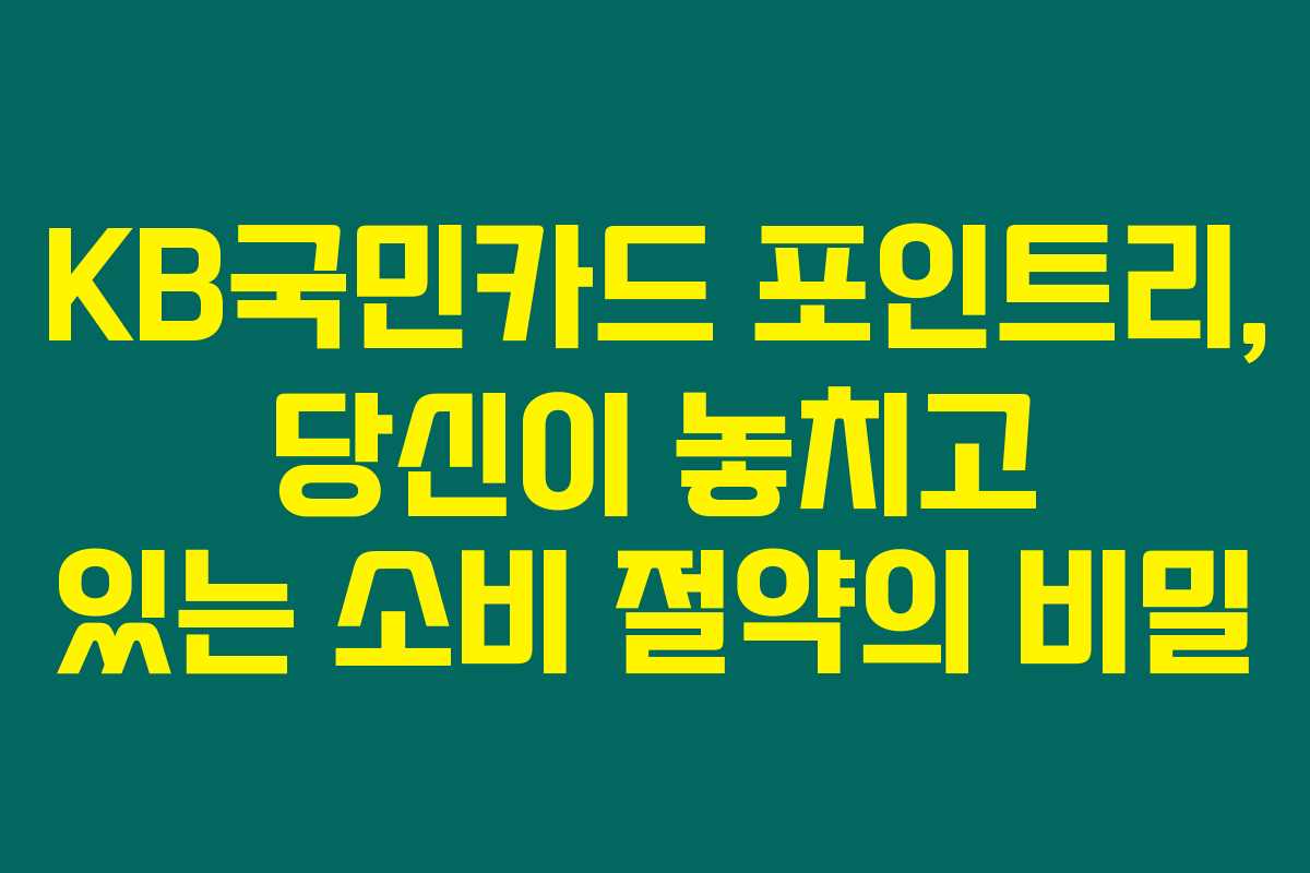 KB국민카드 포인트리, 당신이 놓치고 있는 소비 절약의 비밀 KB국민카드 포인트리, 당신이 놓치고 있는 소비 절약의 비밀