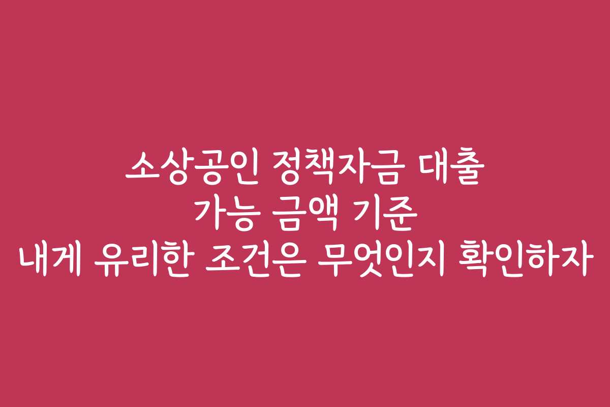 소상공인 정책자금 대출 가능 금액 기준 내게 유리한 조건은 무엇인지 확인하자
