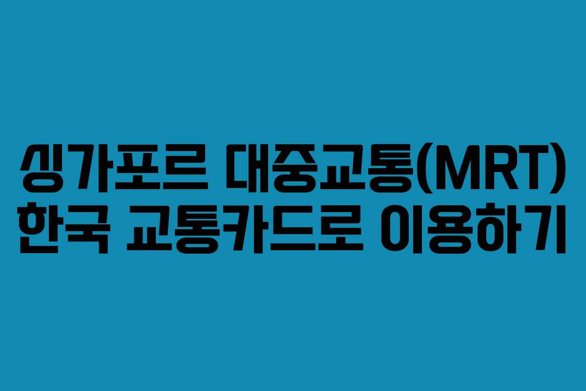 싱가포르 대중교통(MRT) 한국 교통카드로 이용하기