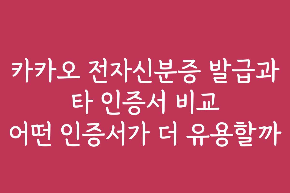카카오 전자신분증 발급과 타 인증서 비교 어떤 인증서가 더 유용할까