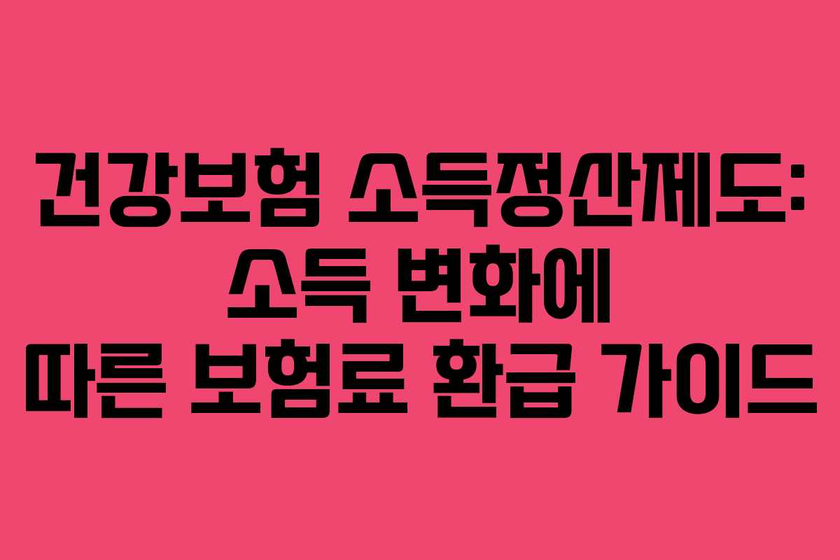 건강보험 소득정산제도: 소득 변화에 따른 보험료 환급 가이드