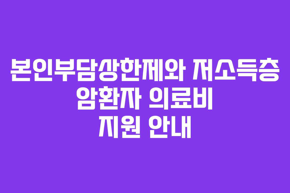 본인부담상한제와 저소득층 암환자 의료비 지원 안내