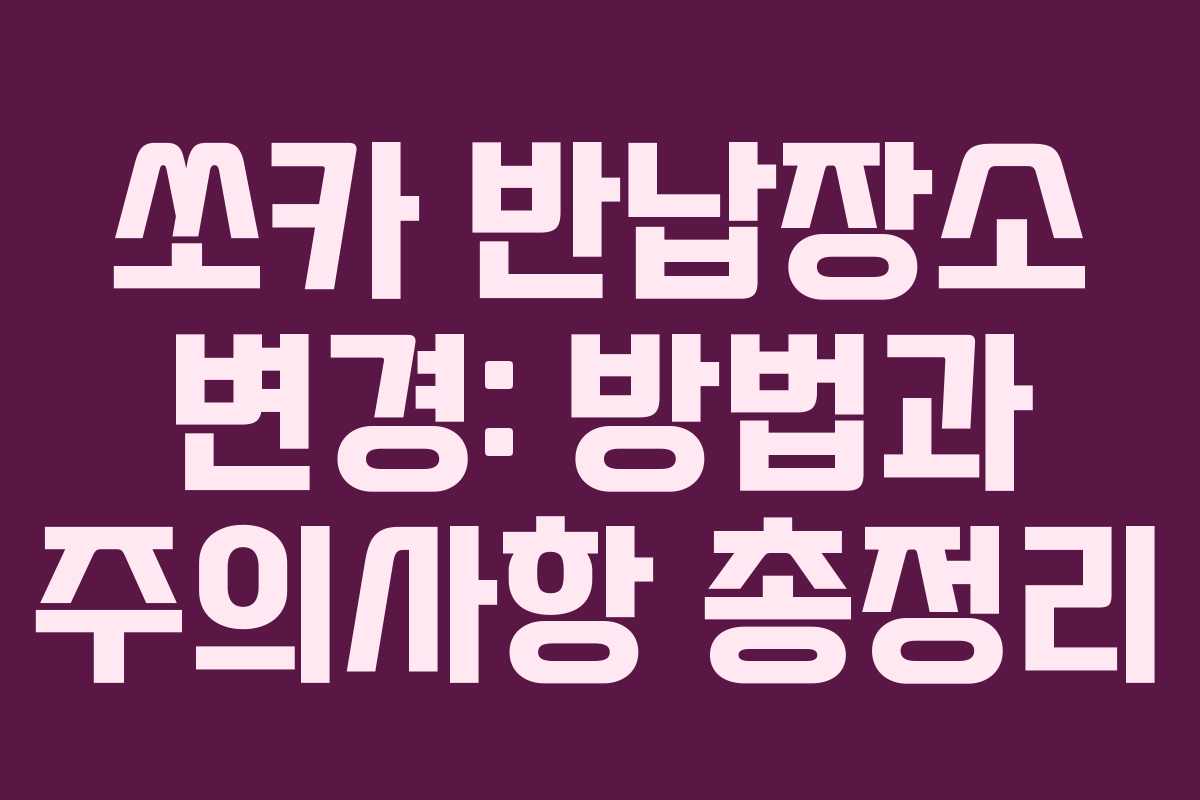 쏘카 반납장소 변경: 방법과 주의사항 총정리