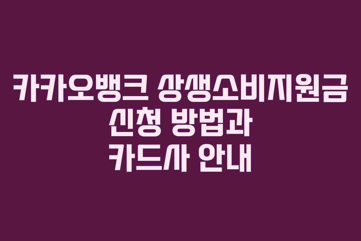 카카오뱅크 상생소비지원금 신청 방법과 카드사 안내