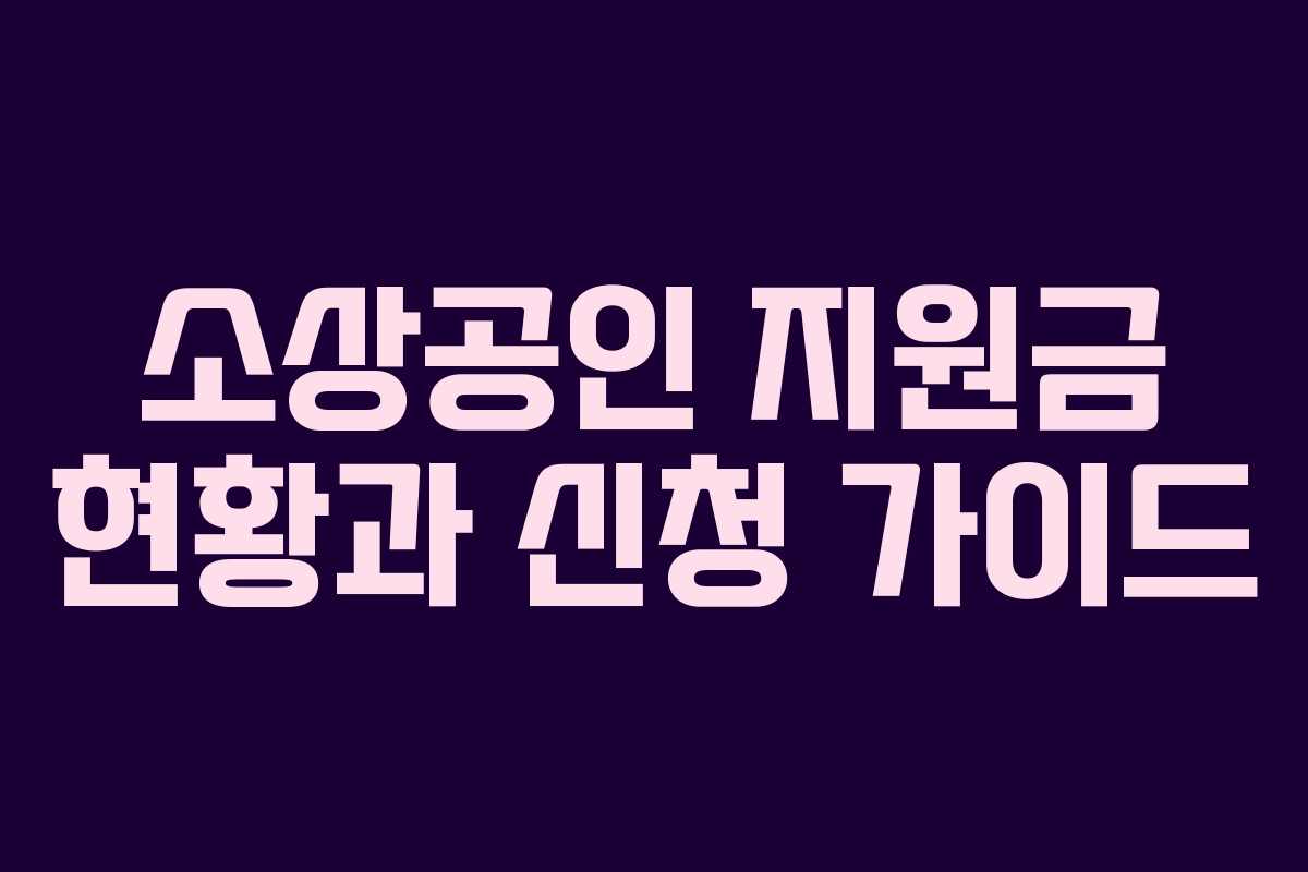 소상공인 지원금 현황과 신청 가이드