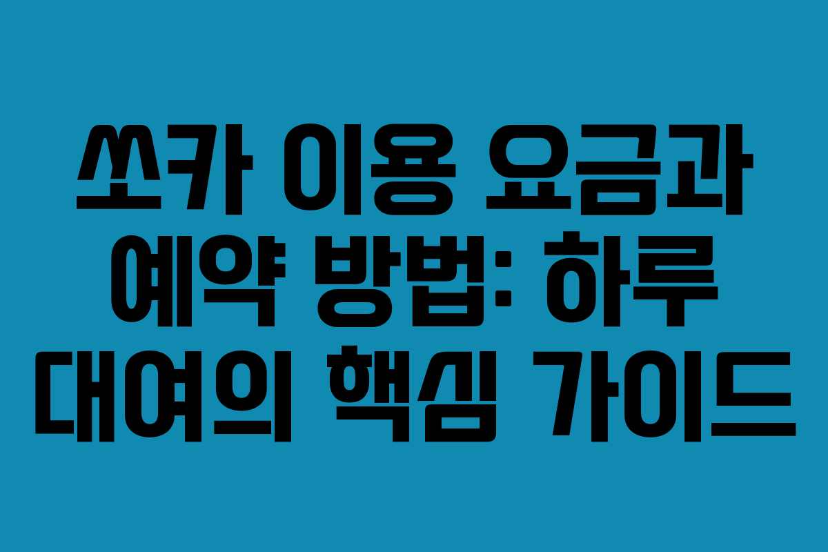 쏘카 이용 요금과 예약 방법: 하루 대여의 핵심 가이드
