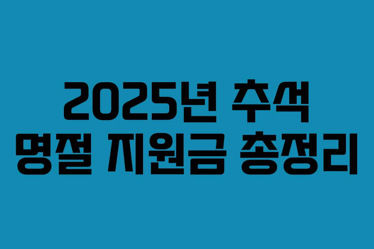 2025년 추석 명절 지원금 총정리 2025년 추석 명절 지원금 총정리