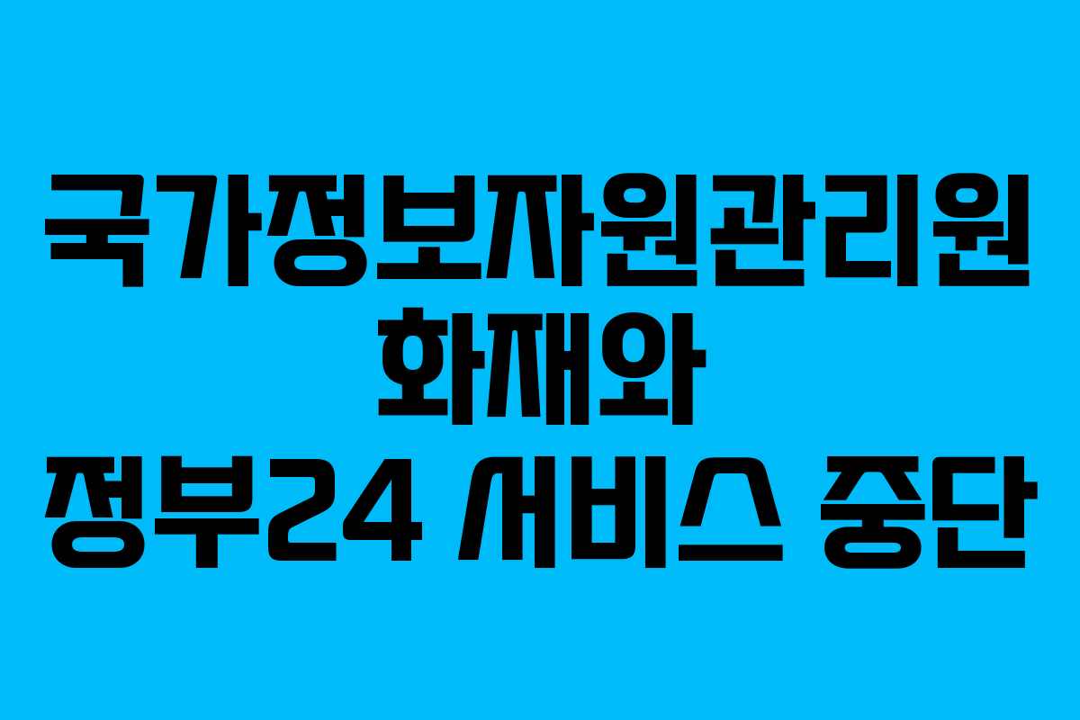 국가정보자원관리원 화재와 정부24 서비스 중단 국가정보자원관리원 화재와 정부24 서비스 중단