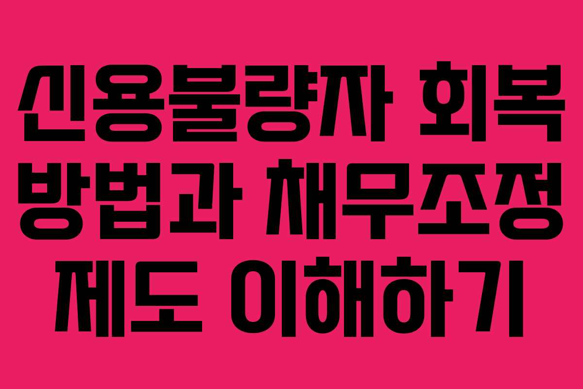 신용불량자 회복 방법과 채무조정 제도 이해하기 신용불량자 회복 방법과 채무조정 제도 이해하기