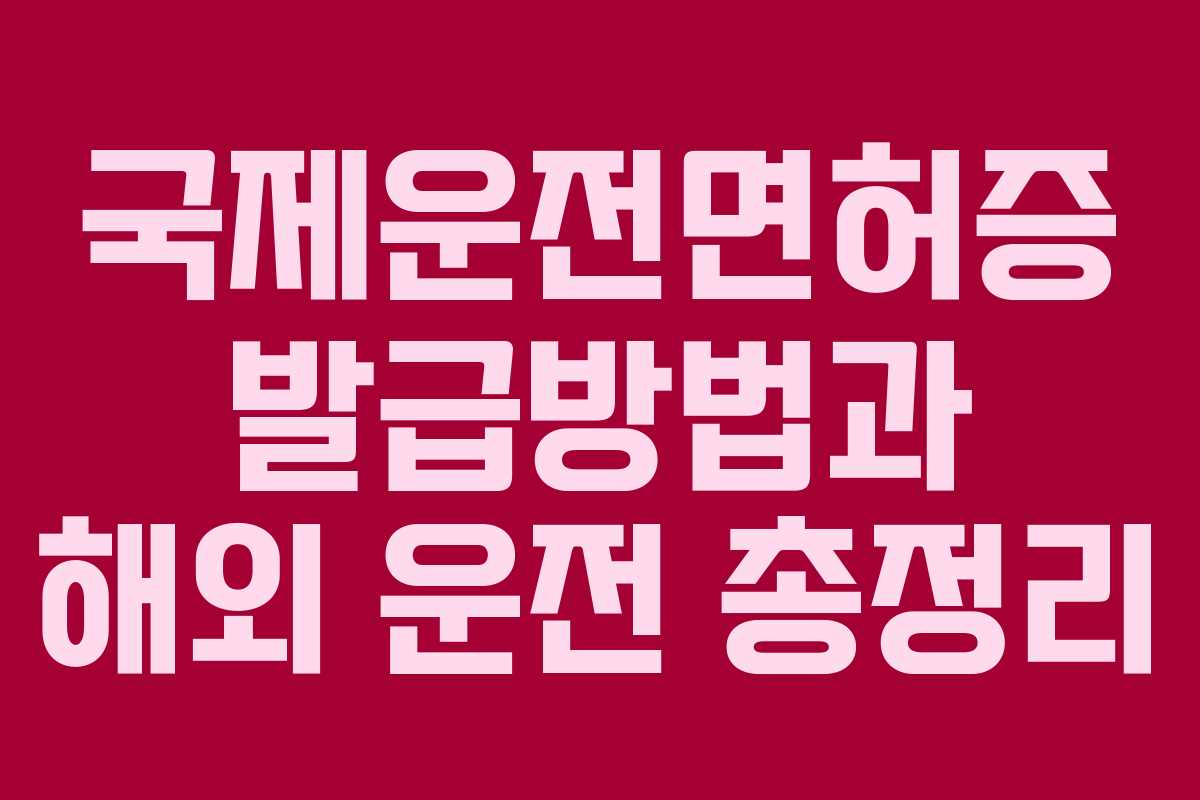 국제운전면허증 발급방법과 해외 운전 총정리 국제운전면허증 발급방법과 해외 운전 총정리