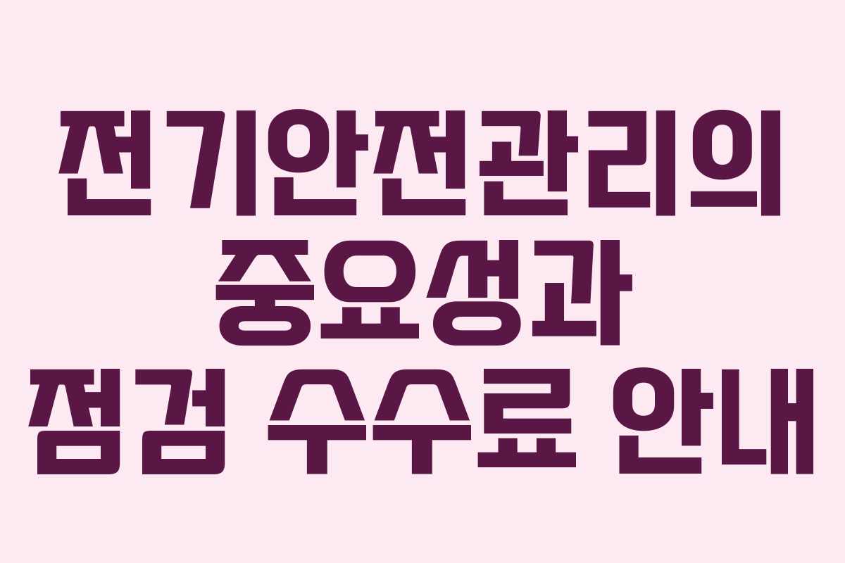 전기안전관리의 중요성과 점검 수수료 안내