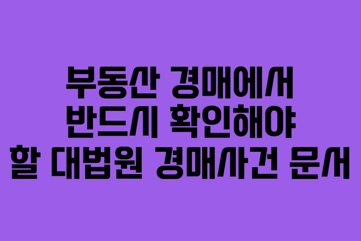 부동산 경매에서 반드시 확인해야 할 대법원 경매사건 문서