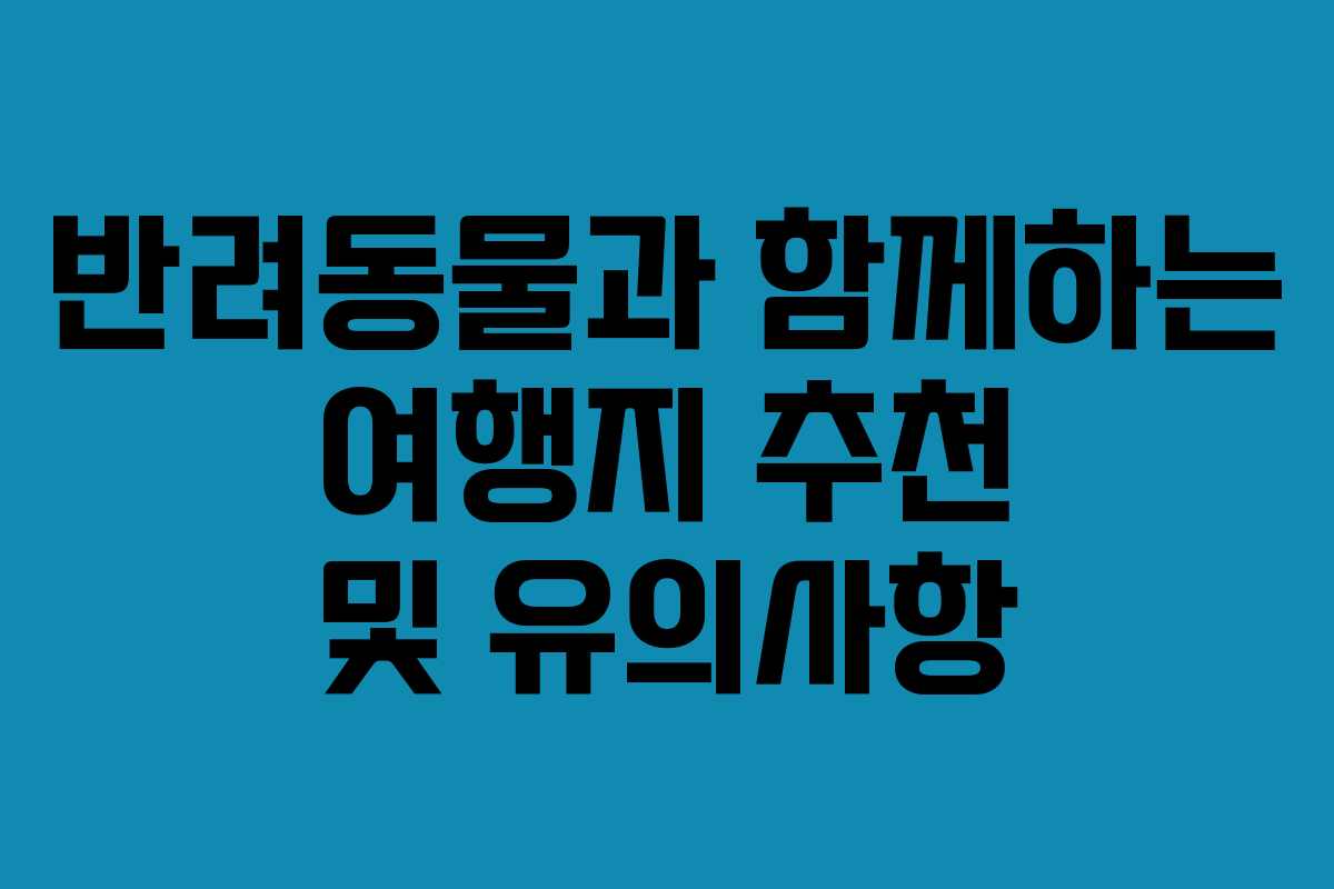 반려동물과 함께하는 여행지 추천 및 유의사항 반려동물과 함께하는 여행지 추천 및 유의사항