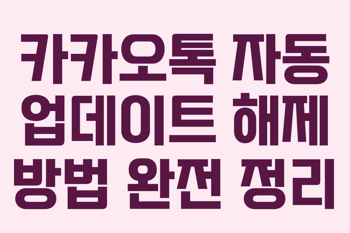 카카오톡 자동 업데이트 해제 방법 완전 정리 카카오톡 자동 업데이트 해제 방법 완전 정리