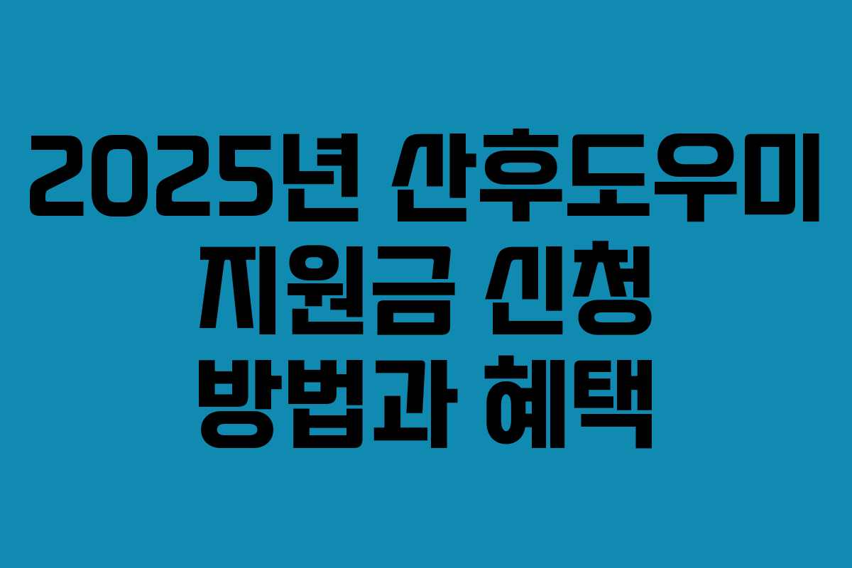 2025년 산후도우미 지원금 신청 방법과 혜택