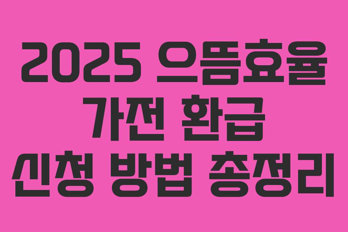 2025 으뜸효율 가전 환급 신청 방법 총정리 2025 으뜸효율 가전 환급 신청 방법 총정리