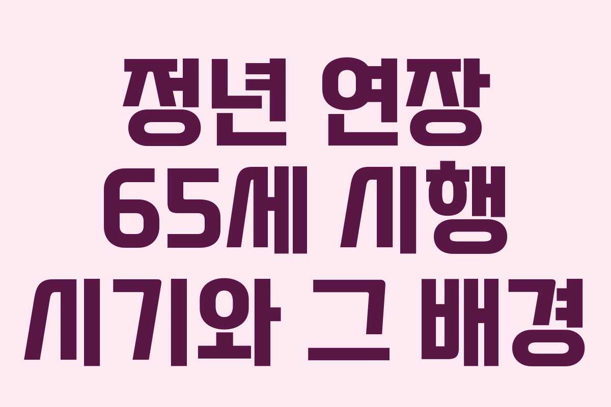 정년 연장 65세 시행 시기와 그 배경 정년 연장 65세 시행 시기와 그 배경