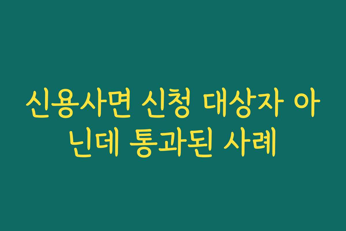 신용사면 신청 대상자 아닌데 통과된 사례