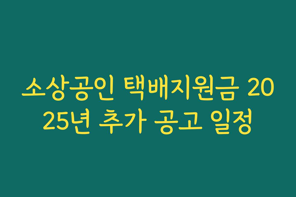 소상공인 택배지원금 2025년 추가 공고 일정