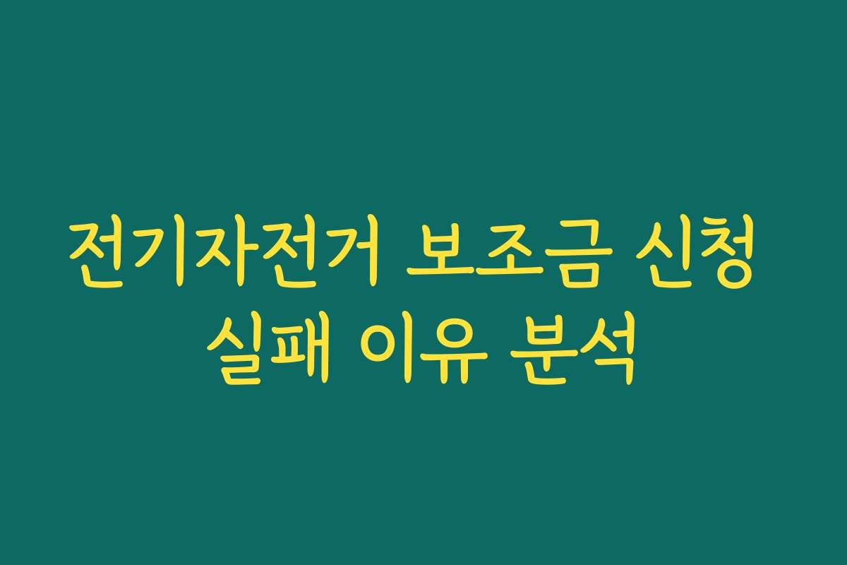 전기자전거 보조금 신청 실패 이유 분석