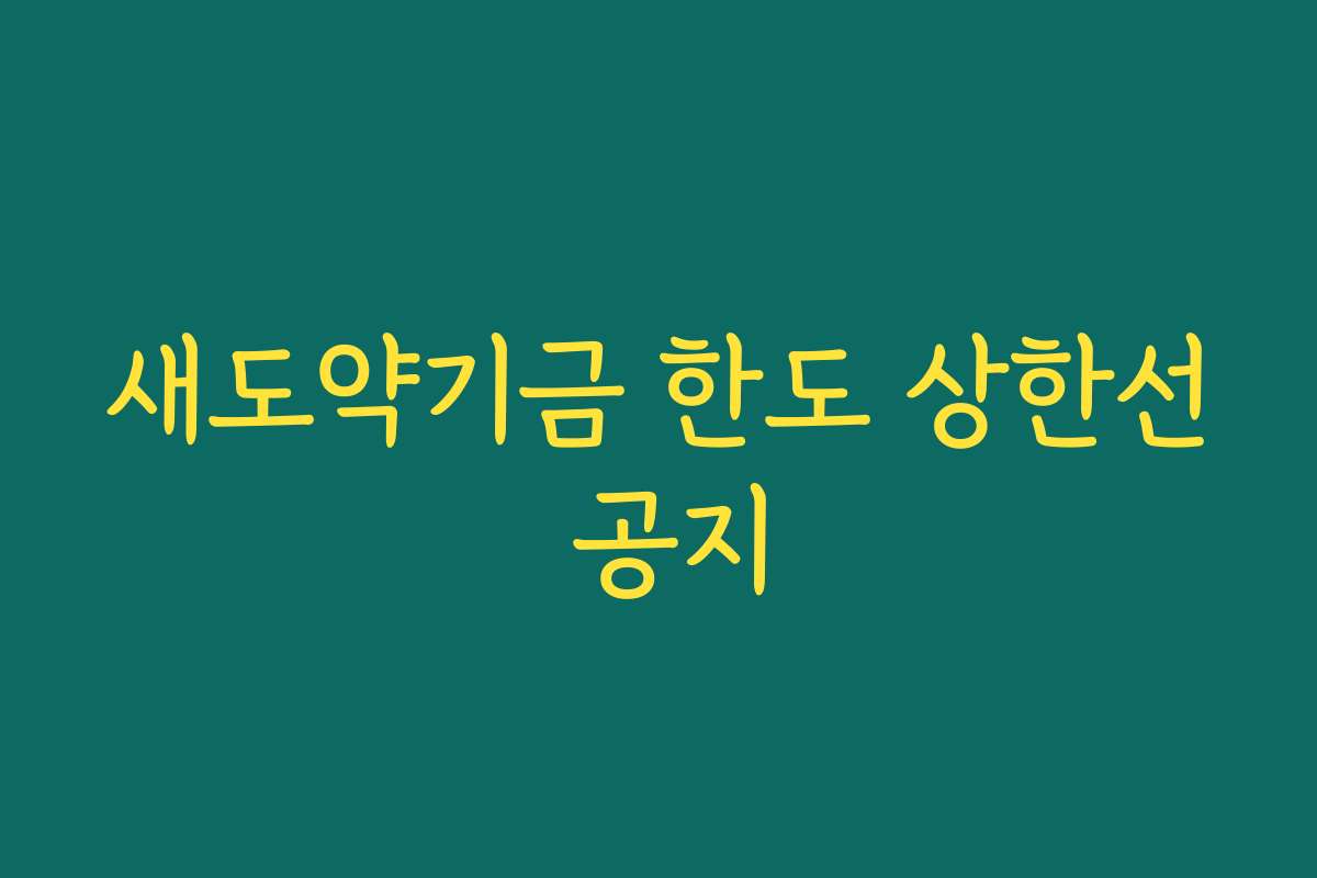 새도약기금 한도 상한선 공지