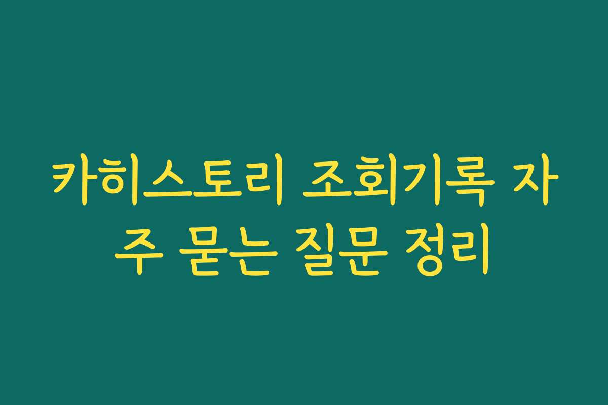 카히스토리 조회기록 자주 묻는 질문 정리 카히스토리 조회기록 자주 묻는 질문 정리