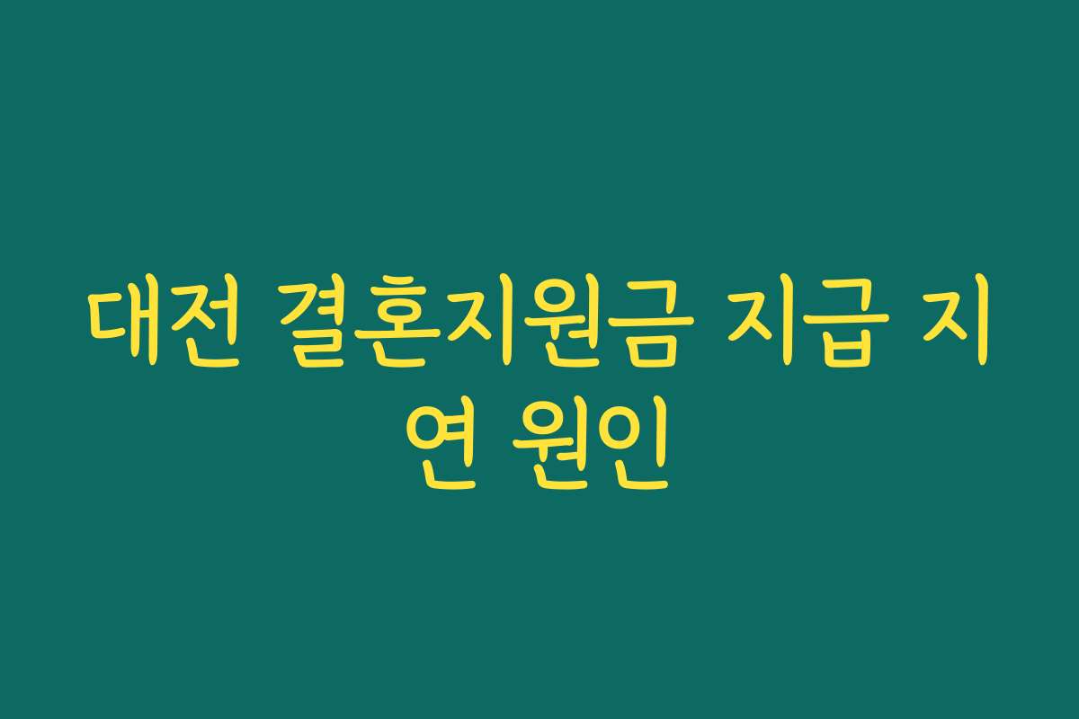 대전 결혼지원금 지급 지연 원인 대전 결혼지원금 지급 지연 원인