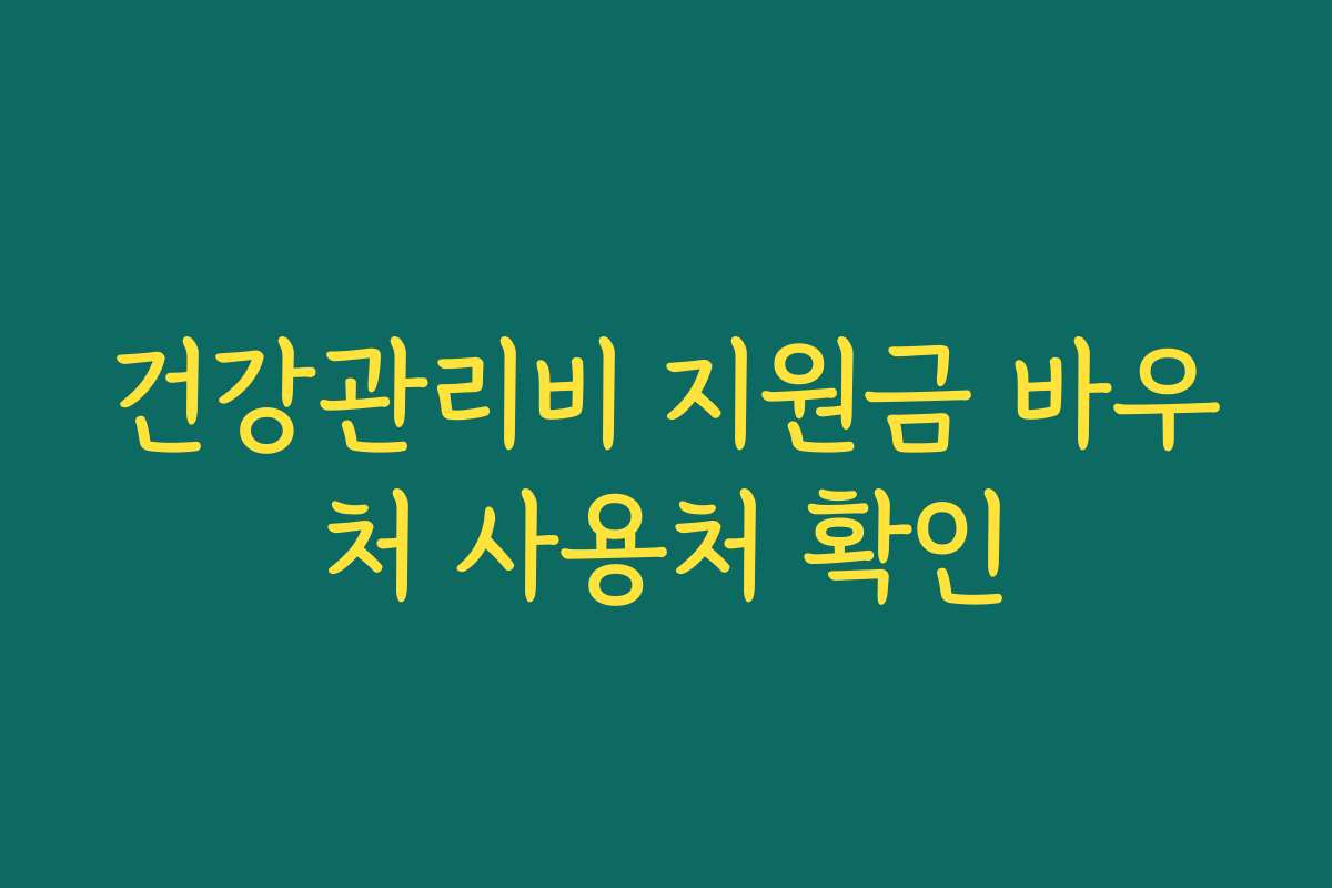 건강관리비 지원금 바우처 사용처 확인