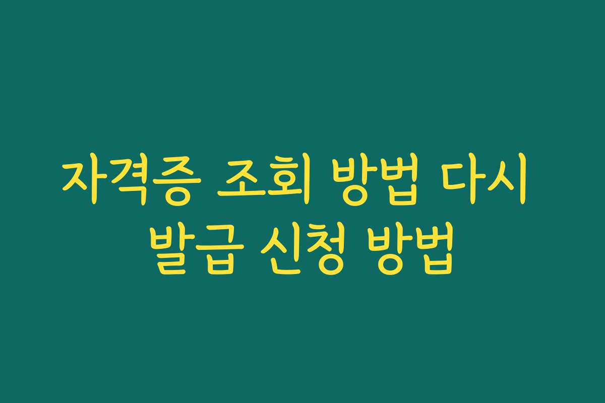 자격증 조회 방법 다시 발급 신청 방법 자격증 조회 방법 다시 발급 신청 방법
