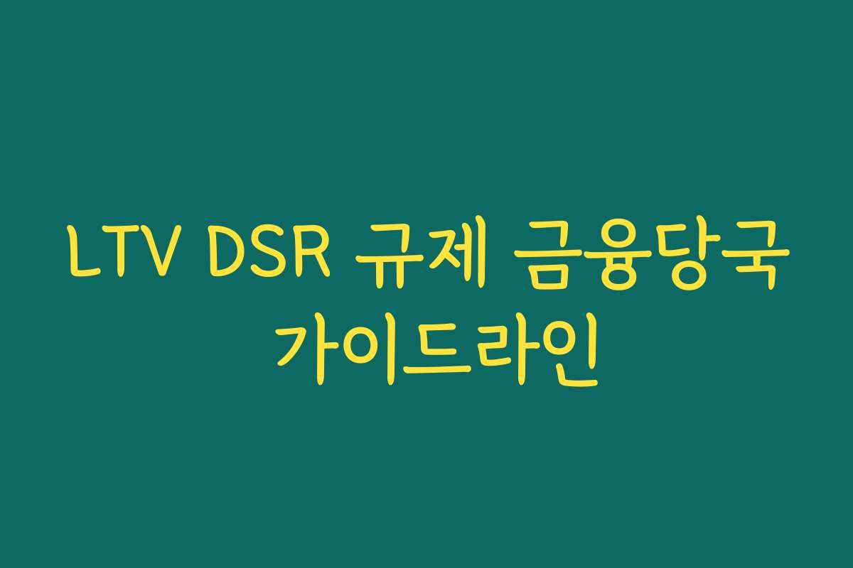 LTV DSR 규제 금융당국 가이드라인 LTV DSR 규제 금융당국 가이드라인