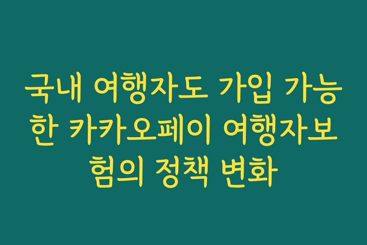 국내 여행자도 가입 가능한 카카오페이 여행자보험의 정책 변화