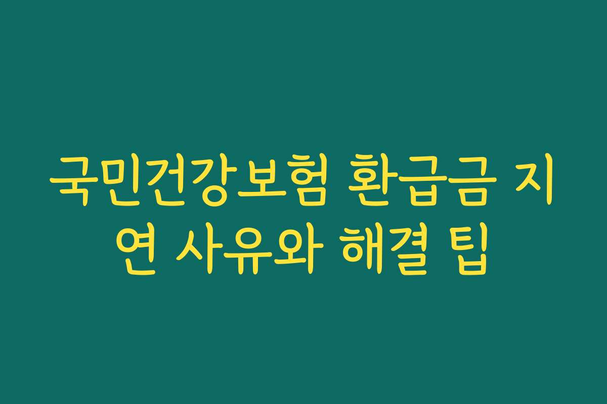 국민건강보험 환급금 지연 사유와 해결 팁