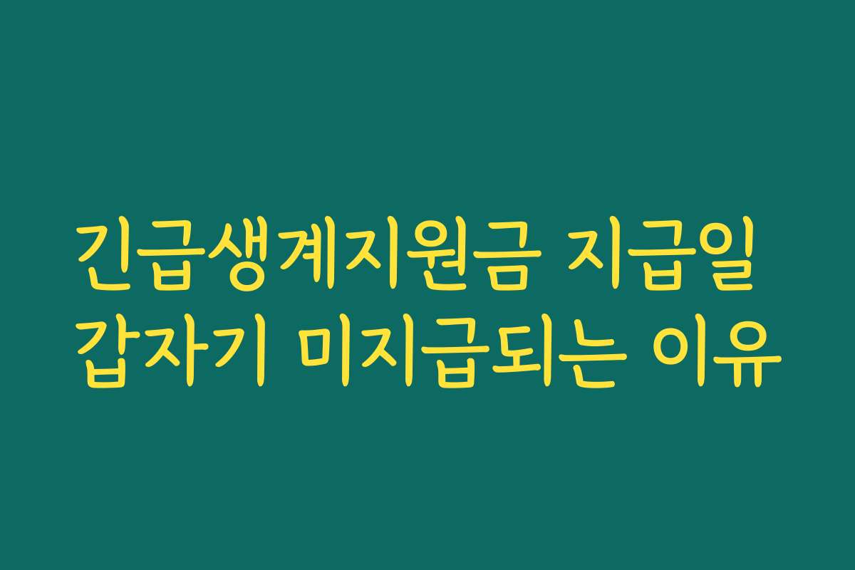 긴급생계지원금 지급일 갑자기 미지급되는 이유