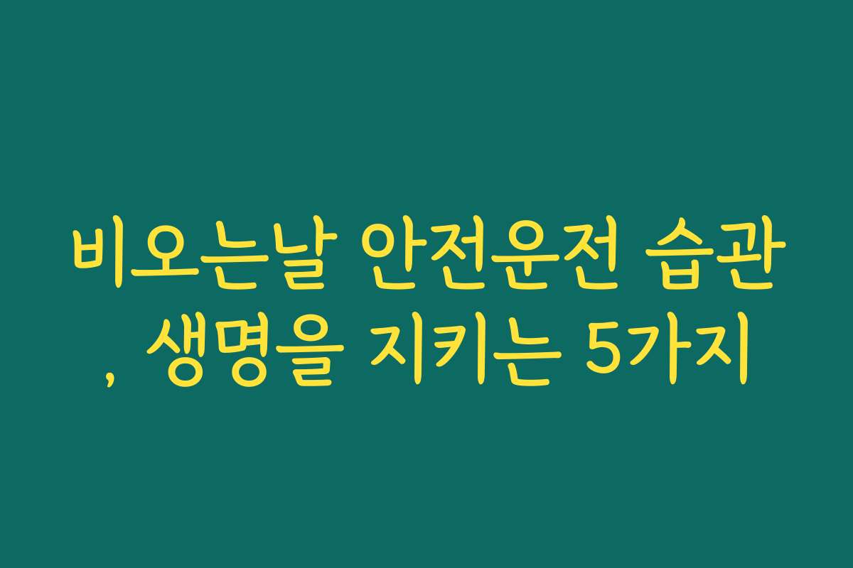 비오는날 안전운전 습관, 생명을 지키는 5가지