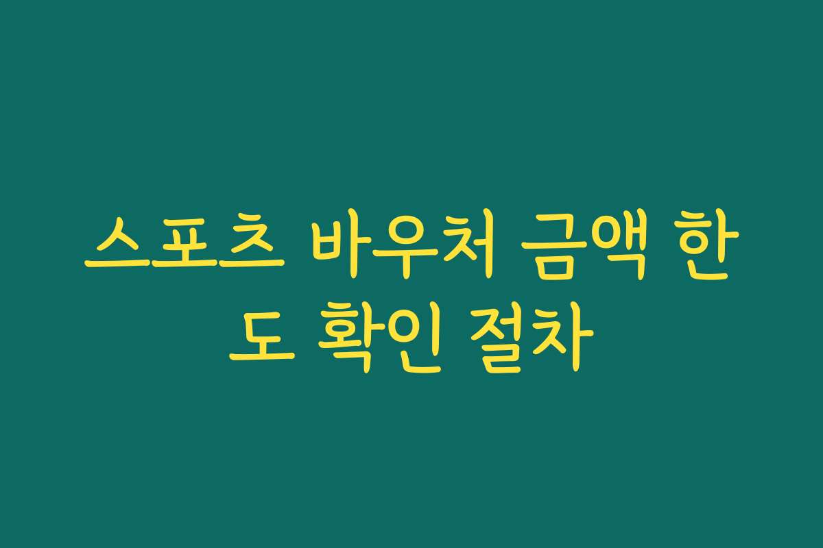 스포츠 바우처 금액 한도 확인 절차