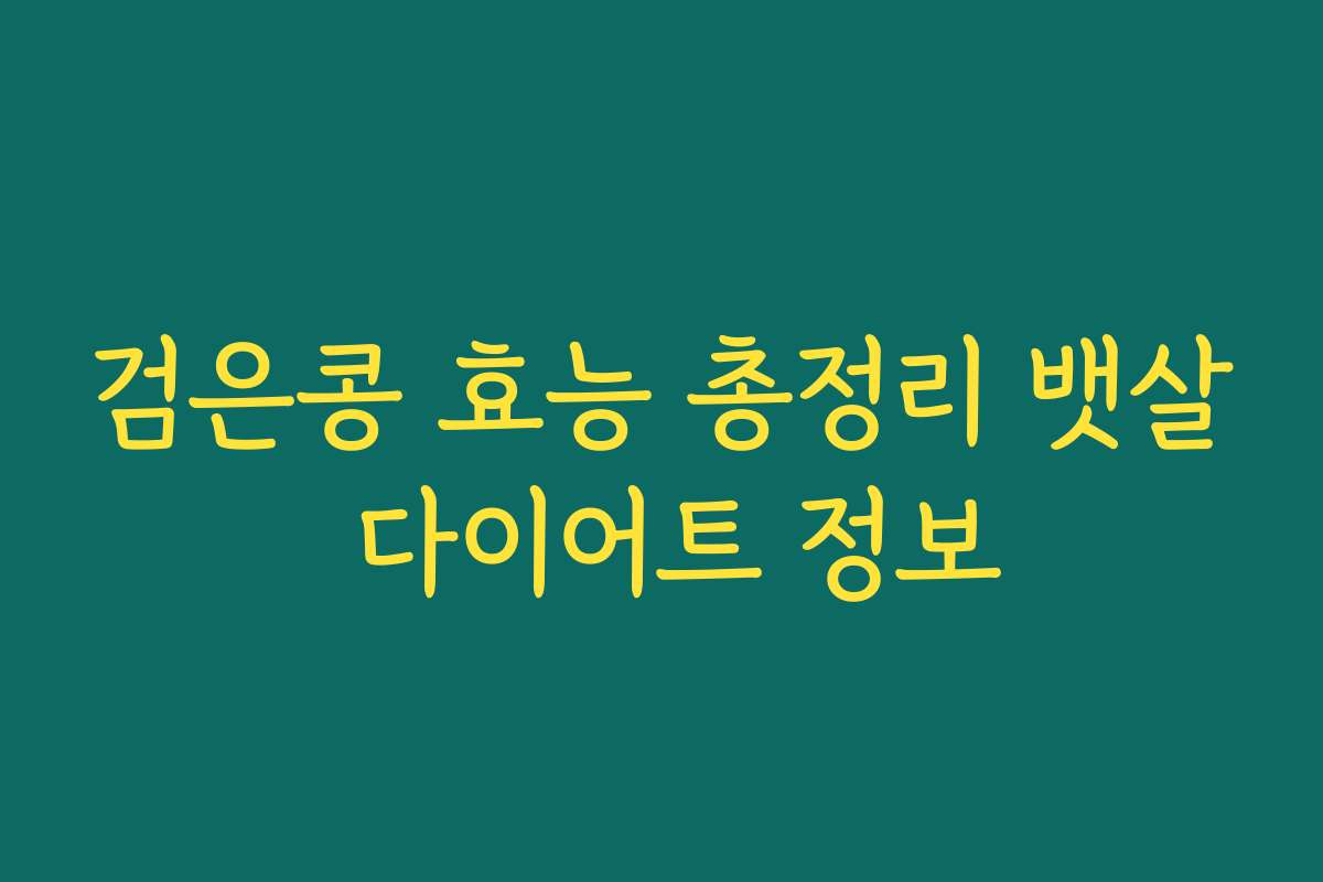 검은콩 효능 총정리 뱃살 다이어트 정보