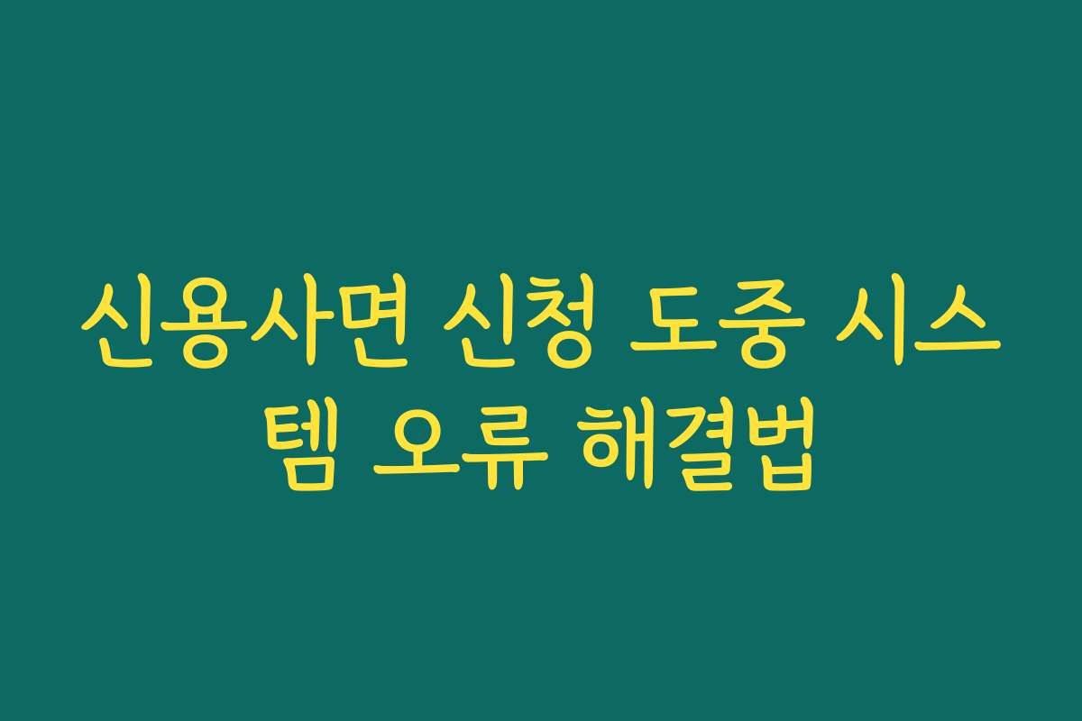 신용사면 신청 도중 시스템 오류 해결법