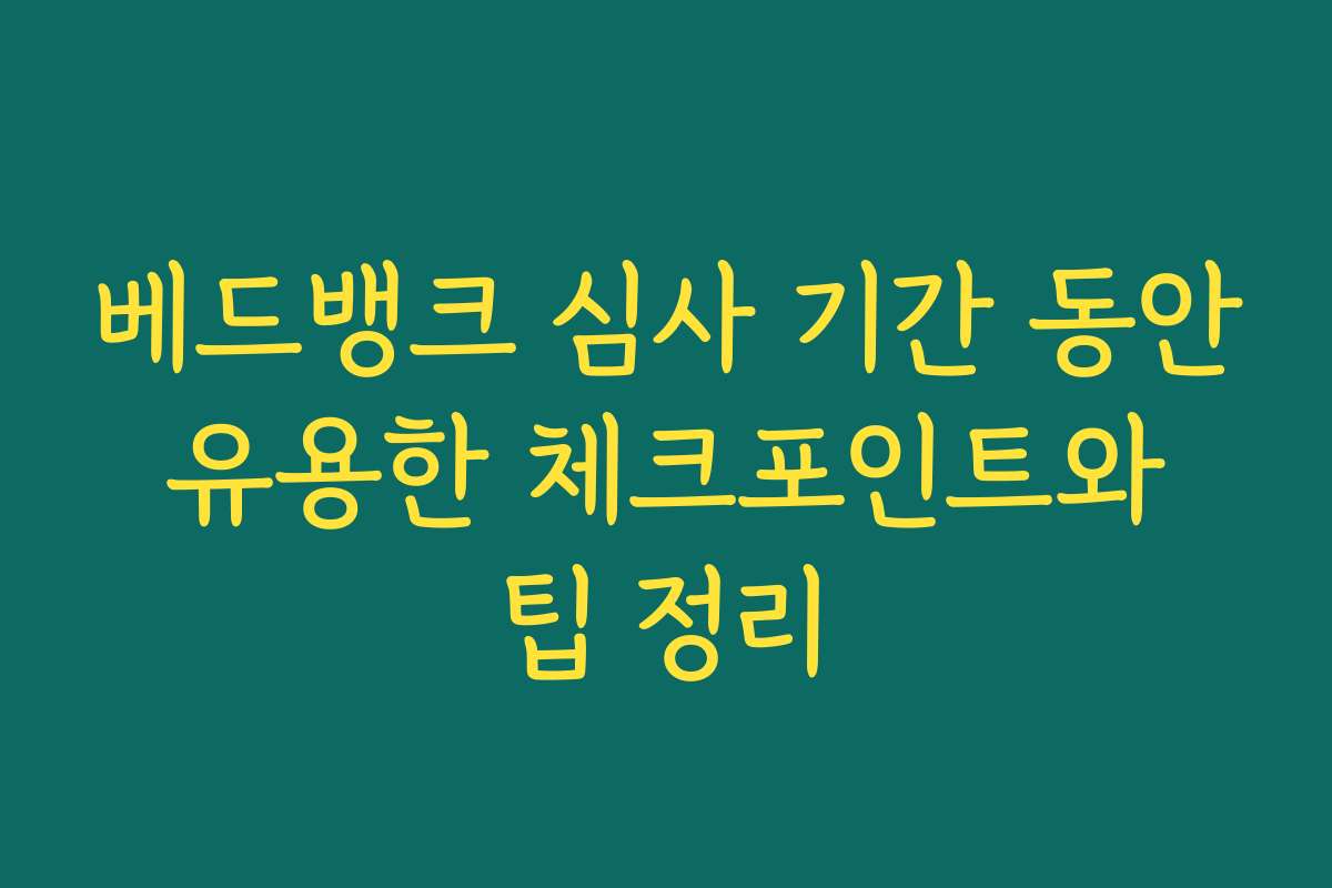 베드뱅크 심사 기간 동안 유용한 체크포인트와 팁 정리