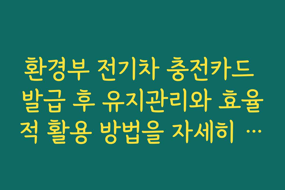 환경부 전기차 충전카드 발급 후 유지관리와 효율적 활용 방법을 자세히 설명합니다